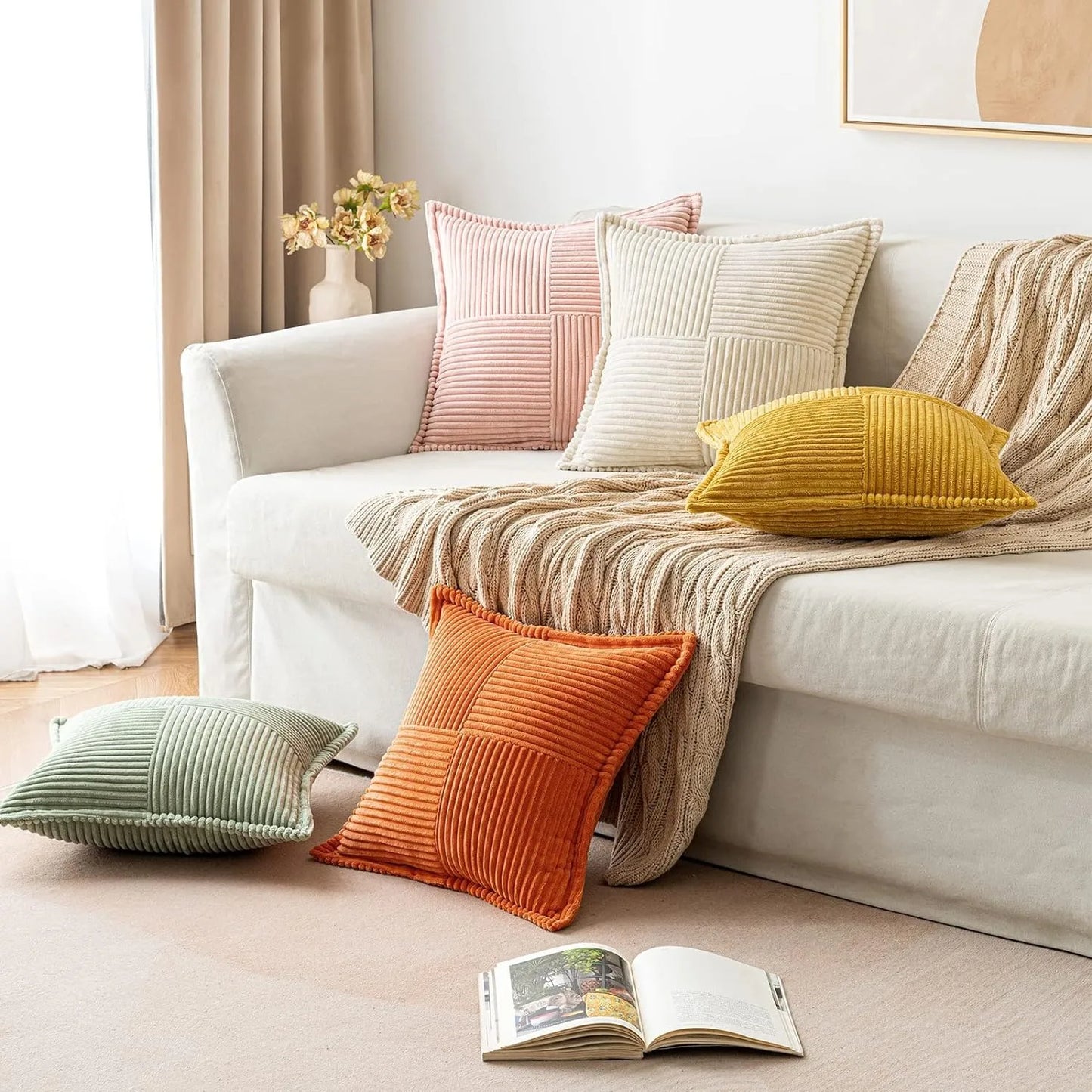 Corduroy Decorative Throw Pillow Covers