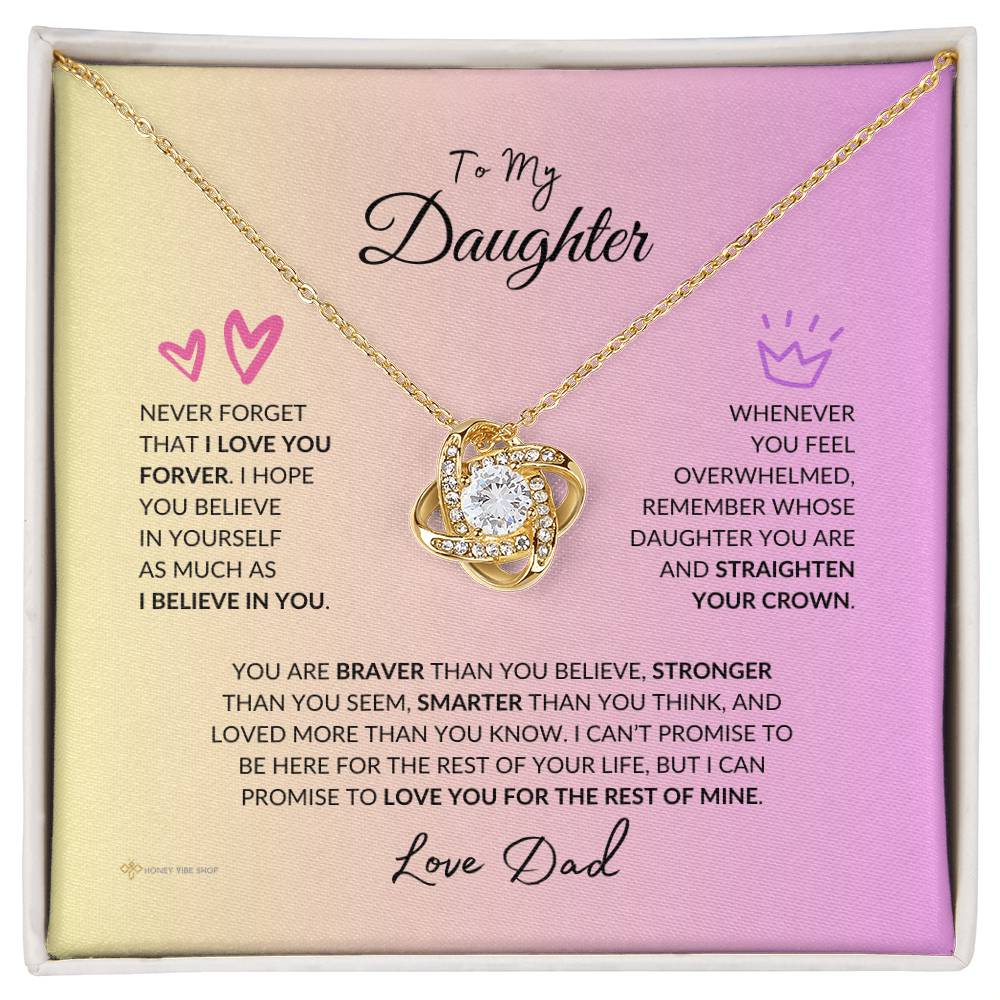 Gift For Daughter From Dad "Love You Forever" Pink Ombré Necklace