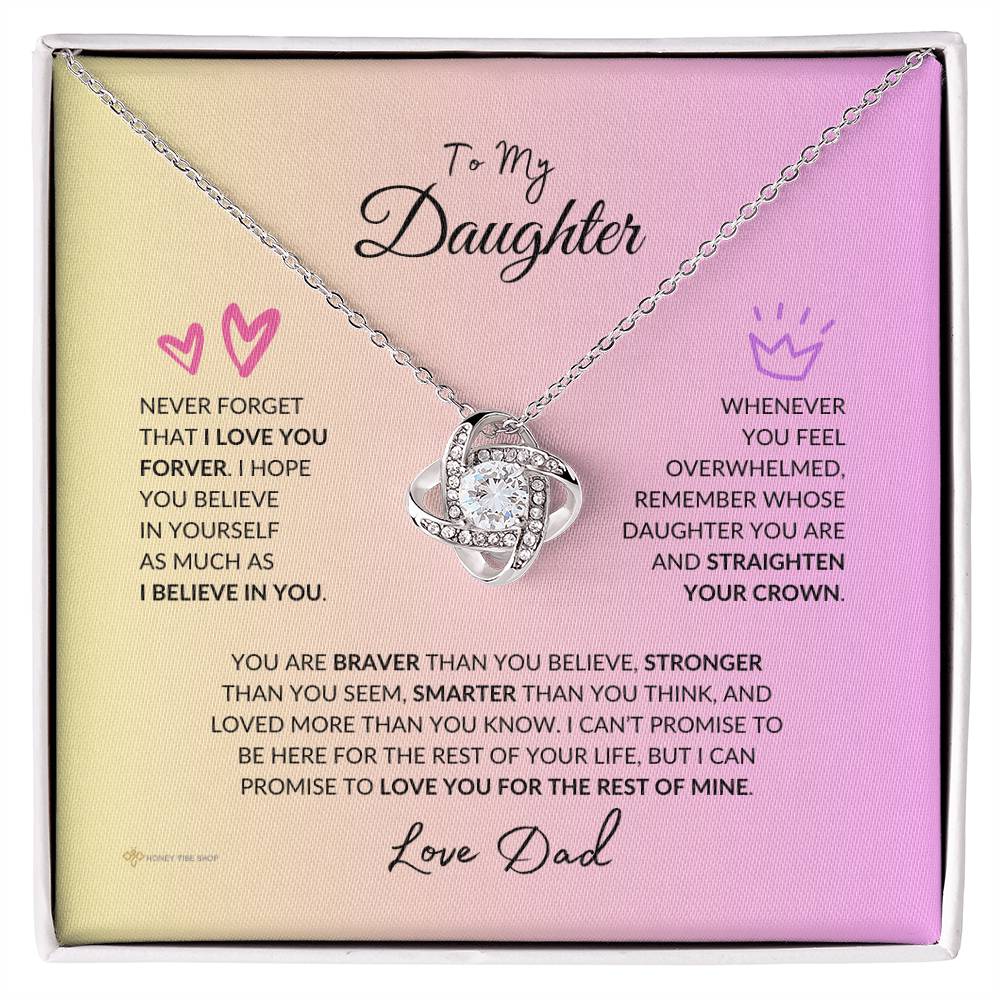 Gift For Daughter From Dad "Love You Forever" Pink Ombré Necklace