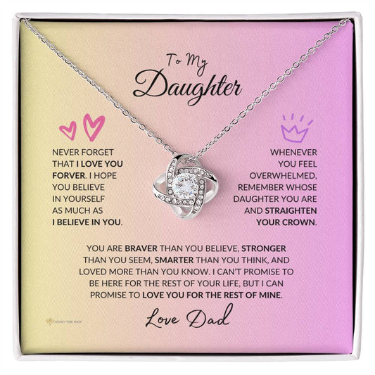 Gift For Daughter From Dad "Love You Forever" Pink Ombré Necklace