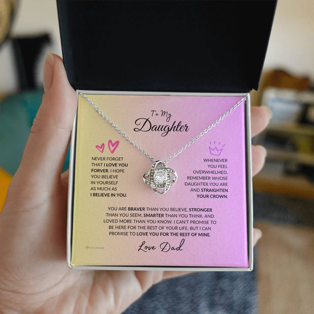 Gift For Daughter From Dad "Love You Forever" Pink Ombré Necklace